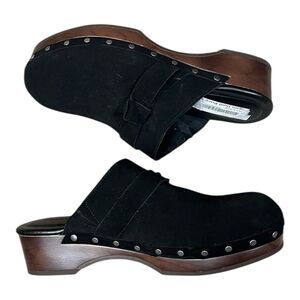 Splendid Black Leather Studded Olive Clogs 8.5